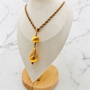 Iconic Vintage Monet Book Piece “Bolero” Gold Tone Pendant Necklace